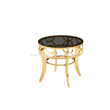 Modern Gold Corner Table with Smoked Grey Glass